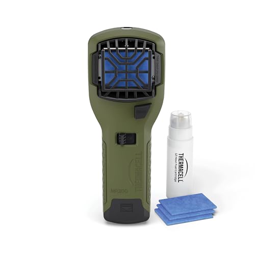 Thermacell Repellente Antizanzare Portatile, Per Esterno, Giardino e Patio, Protezione Efficace 21m², Inodore, Include 12 Ore di protezione, 1 Cartuccia + 3 Piastrine, Verde Oliva