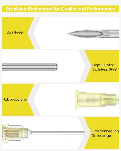 20G 1 Inch (25MM) Needle Luer Lock Industrial Accessories for Scientific Measuring, Refilling Liquid, Inks, 100Pcs Individual Package - Thumbnail 4