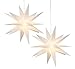 Produktbild kamelshopping 2er Set 3D Leuchtstern ca. 27 cm - Weihnachtsstern mit warm-weißer Beleuchtung, für Innen und Außen geeignet, hängend, 100 cm Zuleitung, batteriebetrieben, 101661