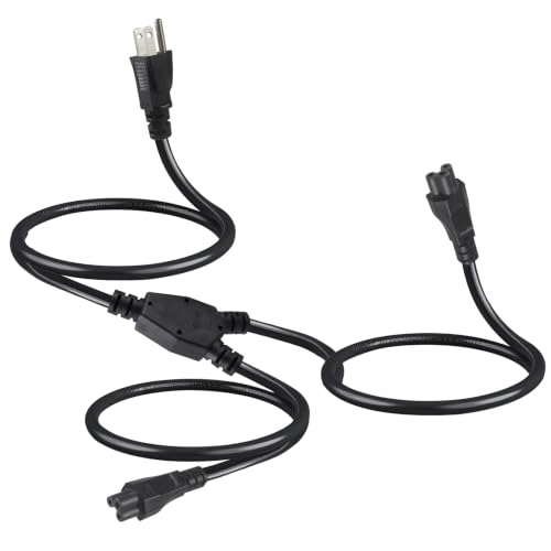 wininks Dual C5 Splitter Power Cord 6FT, NEMA 5-15P to 2X IEC 60320 C5 Female, 1 Outlet to 2 Devices Cloverleaf AC Power Cable, Y Splitter Cord for Laptop Chargers, Monitors, Printers & Projectors