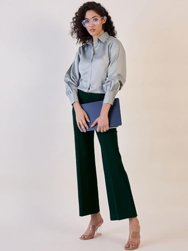 Women’s Mid Waist Green Formal Trousers Stretch Fabric Ankle Length Office Pants Solid Slim Fit Workwear for Women4