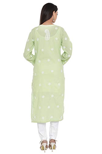 Image of Ada Women's Cotton Regular Fit Tunic Hand Embroidered Lucknowi Chikankari Ethnic Wear Kurta Kurti A130717
