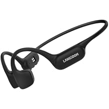 Langsdom AirSwim Neo Bone Conduction Headphones, IP68 Waterproof & Dustproof, Skin-Friendly Silicone, 32GB, 8hr Battery, Bluetooth V6.0 & MP3 Mode, Comfort Fit Running & Swimming Black Black