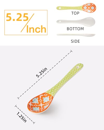 Metahom Ceramic Coffee Spoons, Colorful Teaspoons, Small Spoons for Espresso, Dessert, Tea, Stirring, Dishwasher & Microwave Safe, Assorted Colors, Set of 6