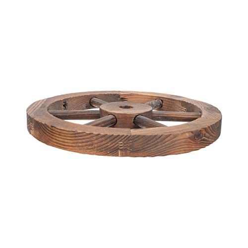 Roue en bois vintage 35 cm pour habiller un mur blanc sans surcharger