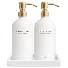 White Bottle / Brushed Brass Pump