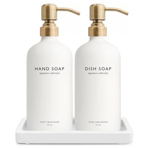 Vine Creations Glass Soap Dispenser Set, Kitchen Soap...