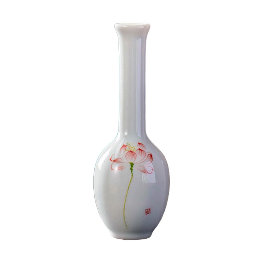 asdchZen Hand Painted Creative Ceramic Vase Decorative Dried Flowers Living Room Tabletop Flower Arrangement Small Flower Arrangement Set For Dining Table Centerpiece Decorative Vase,A