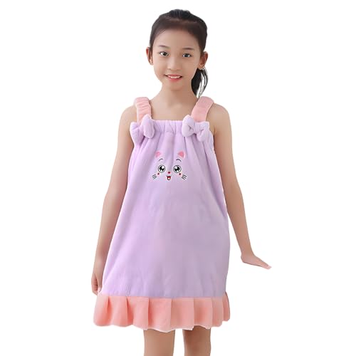 JIAHG Super Soft Bath Wrap Towel Microfiber Bathrobes Highly Absorbent Bath Skirt with Straps for Girls