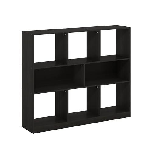 Image of Furinno DALY Book Shelf, 8-Cube Bookshelf, Horizontal Cube Storage Organizer Bookcase, 10.9 x 47.2 x 39.4, for Living Room, Bedroom, Home Office, Dark Espresso