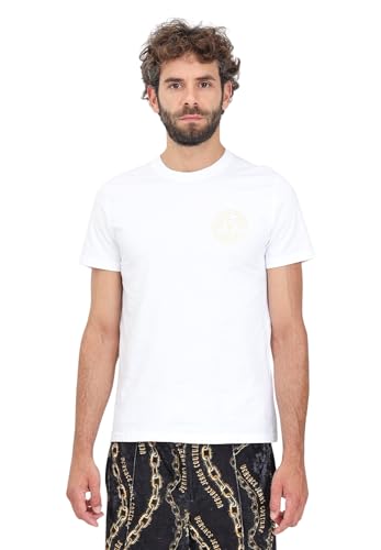 VERSACE JEANS COUTURE V-Emblem Logo Print Men's White Short Sleeve T-Shirt XXL, White, XXL