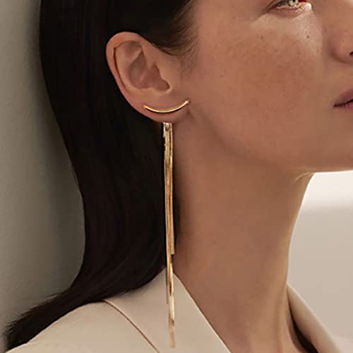 Long Tassel Dangle Earrings for Women Gold Silver Chain Tassel Earrings Punk Sleek Metal Chain Earrings Hypoallergenic Lightweight Tassel Drop Earrings4