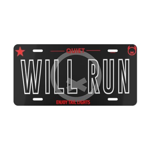 Quiet Will Run Vanity License Plate, Durable Decorative Aluminum Plate for Car Enthusiasts, Funny Street Style Car Decor, for Drivers & Automotive Fans (2)