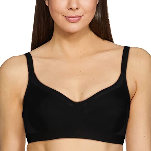 Image of Triumph Triaction Women's Sports Bra Wireless Non Padded Support Bra Breathable Mesh High Coverage Gym Bralette Cross Back Stretchable Activewear White Solid Design Pack of 1