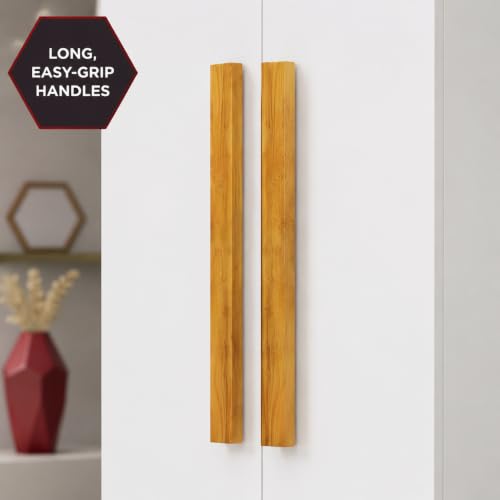 Image of Bniture 2 Door Wooden Wardrobe for Bedroom | Almirah for Clothes with 4 Shelves, Engineered Wood Wardrobe for Clothes | Cupboard for Bedroom (46D x 80W x 182H CM) | 3 Years Warranty (Frosty White)
