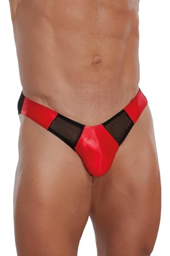 SoftLine Sexy Herrenslip mit transparentem Netz, in rot und schwarz, Farbe: rot, Größe: M/L