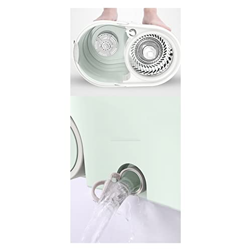 CLoxks Wischmopp und Putzeimer Set Spin MOP Eimer System Edelstahl Spinning Mop Eimer Boden Reinigungssystem mit 3 Mikrofaser Ersatzkopf (3 Pad) Putzeimer und Bodenwischer mit – Bild 5