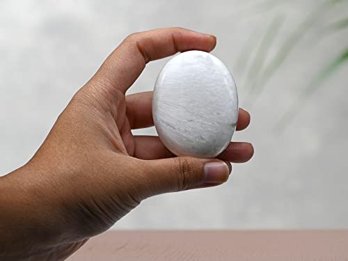 Image of Amazing Gemstone Scolecite Crystals and Healing Stones - Extra Large Palm Stone Crystals Piedra - Crystal for Good Luck, Positive Energy, Meditation - Unique Stocking Stuffers Gifts for Women, Men
