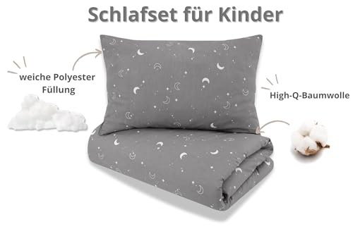 Kinder Bettdecke ohne Bezug 90x120 cm - Baumwolle Baby Decke und Kissen Set Kinderdecke 90 x 120 und Kopfkissen 60 x 40 - Bettdecken Kinderbettdecke Oeko-Tex Monde
