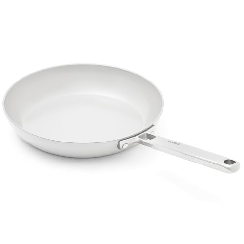 Image of Ember Cookware Arcilla Ceramic Frying Pan 24cm | Non Stick Induction Cookware | Non Toxic Pan | ISI Certified | Ceramic Fry Pan for Cooking | Steel Handle | 5-Year Warranty | Grey