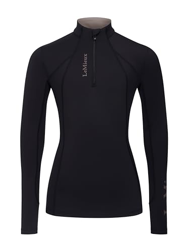 LeMieux Young Rider Classique Base Layer - Kids Long Sleeve Horse Riding Top - Children's Equestrain Apparel - Black - 11-12 years