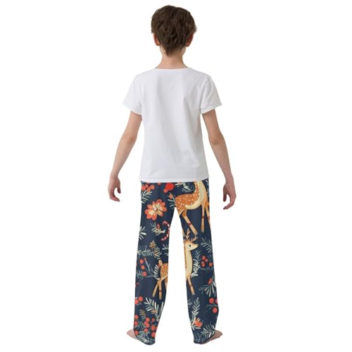 Boys' Pants Christmas Berry Deer Leave Long Bottoms Jogger Pants Elastic Waist Trousers with Pockets S-XL3