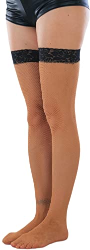 Image of ToBeInStyle Women's Fine Classic Fishnet Thigh High Stretch Nylon Novelty Stockings