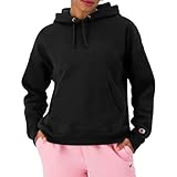 Champion Women's Hoodie, Blank Canvas, Powerblend Midweight Fleece Hoodie for Women Black