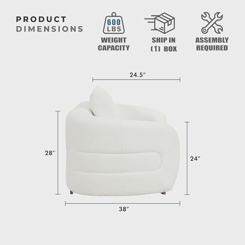 Image of Lexicon Love Seat Cloud Sofa with 2 Accent Pillows, Sherpa Loveseat Couches for Living Room /Waiting Room /Office /Apartment, 71 inch Loveseat, White