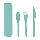Fxzqgnh Camping Cutlery Set, Compact Outdoor Tableware, Practical Straw Utensil Set, Outdoor Dining Set for Travel, Green