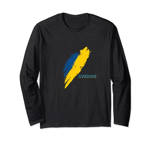 Flag Sweden Long Sleeve T-Shirt, Black