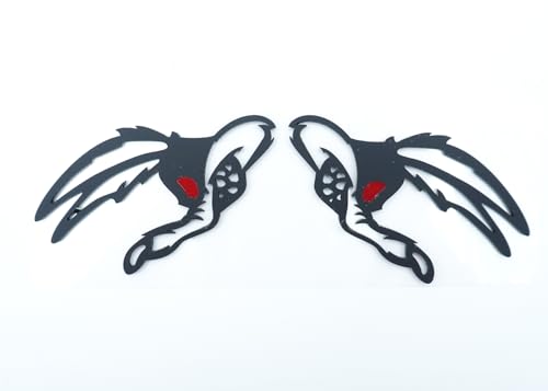 Image of 2Pc Coyote Badges Emblem Red Eye Bandit 3D Fender Angry Agressive Badges Sticker Nameplate Replacement for Universal Car Body Motorcycle SUV Door Window Decoration (Matte Black Red)