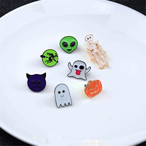 WCRAZYE Cute Halloween Enamel Pin Brooches Pumpkin Skeleton Ghost Alien Novelty Pins Cartoon Pins for Girls Backpacks Clothing Bags Jackets3