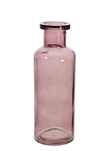 Vase fin en verre coloré en forme de bouteille à col cheminée - style Art Déco - 21,5 cm de haut (vin)