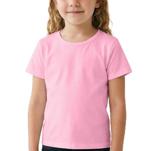 Image of Girls /Kids /Toddlers Crew Neck Cotton T-Shirts Short Sleeve Summer Basic Tops(Age 2-12Y)