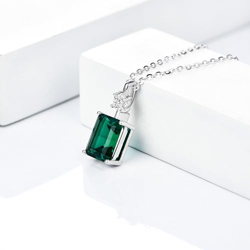 18K White Gold Plated Silver Necklace With 4.25 TCW Lab Grown Sapphire/Lab Grown Emerald/Lab Grown Ruby in 16/18" Length, Necklace For Women, Gift For Her Jewelry For Women Comes With Gift Box3