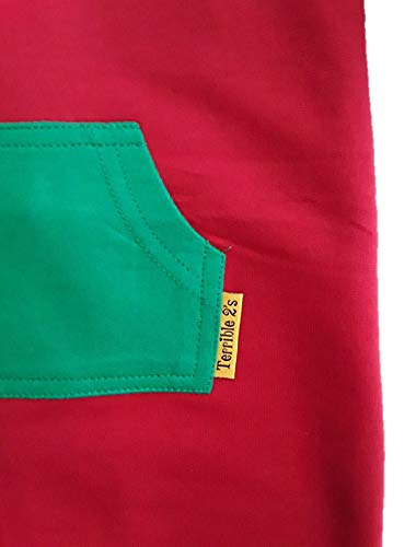 Strip-Proof Toddler Romper with a Back Zipper in Red/Green4
