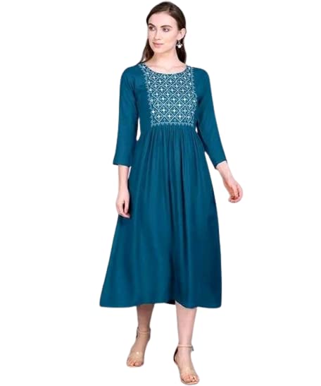 GenericJBS Fashion Women's Rayon Embroidery Anarkali Kurta