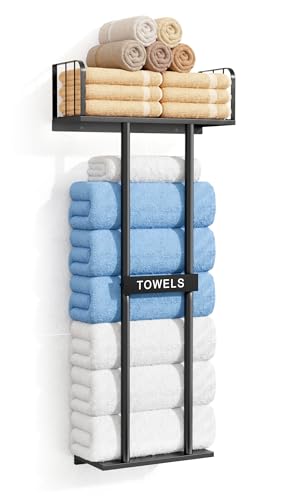 KIMBORA Towel Racks for Bathroom with Top Towel Shelf Hold