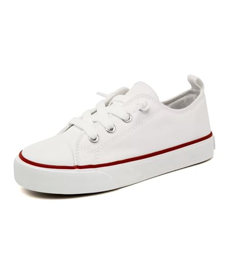 Toddler Little Kid Cushioned Canvas Shoes Slip On Sneakers Soft and Durable White