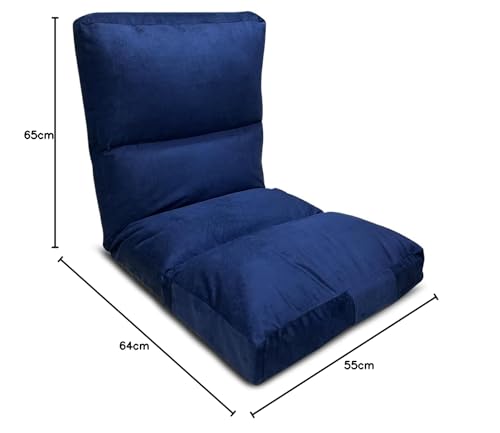 Image of Kawachi Reclining Meditation Floor Chair | Adjustable 5-Position Backrest | Foldable Seating for Yoga, Study, Relaxation & Home Use | Lightweight & Comfortable Design (Sky Blue)