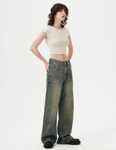 Aelfric Eden Women's Bootcut Vintage Wide Leg Jeans - High Waist Baggy Pants, Loose Denim4