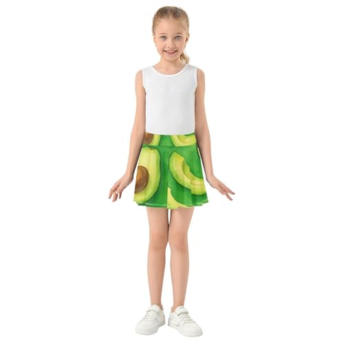 Joisal Watercolor Avocados Green Girls' Shorts Athletic Skorts Toddler Tennis Skirts 2 in 1 Flowy Skirt 3t3
