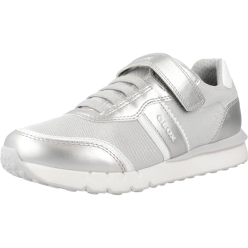 Geox J FASTICS Girl Sneaker, LT Grey/White, 29 EU