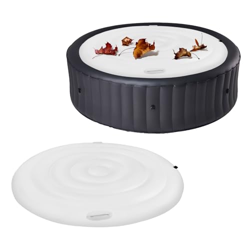 160cm Whirlpool Abdeckung Rund, Aufblasbare Poolabdeckung mit 2 Griffen, Whirlpool Thermoabdeckung, Faltbar Aufblasbare Abdeckung mit Schnelles Inflationsloch, Wärmeisolierung Wind (160cm Rund)