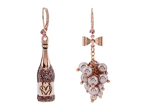 Betsey Johnson Non-Matching Flower Earrings Pink One Size by Betsey Johnson - Used condition - US$17.87