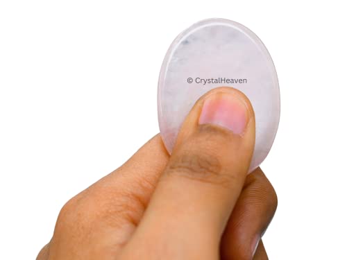 Image of Certified Rose Quartz Crystal Thumb Worry Pebbles Stones for Anxiety Stress Relief Massage - AAA Grade Original Healing Gemstone Agate Rubbing Stone for Yoga Meditation Spiritual Reiki Feng Shui