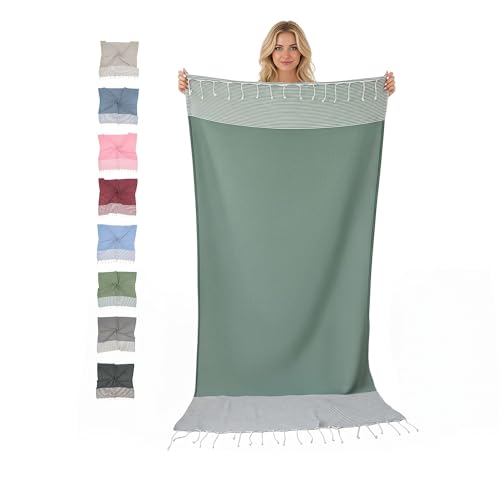 furora HOLIDAY Serviette de Plage (Coton) XXL 100x200 cm, Fouta Plage - léger, compacte, Longue - Grande Taille Drap de Plage Serviette Hamam, Femme Homme,...