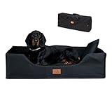 tierlando® Columbus Orthopädisches Reise Hundebett | Reisehundebett | Tragbar Faltbar Tasche | Mittlere Große Hunde XL XXL (COL3 (80 x 60 x 25 cm), 03 Schwarz)
