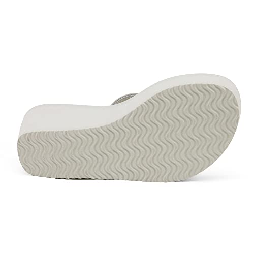 DREAM PAIRS Women's Platform Flip Flop Rhinestones Arch Support Comfortable Soft Cushion Wedge Flip Flops Summer Thong Sandals,Size 9,Grey,SDFF2222W